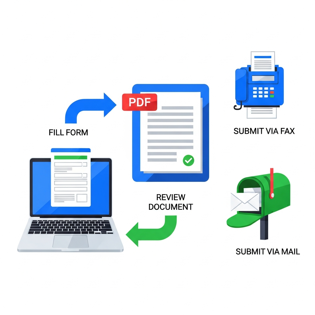 How it works: fill your form, review the PDF, submit to IRS