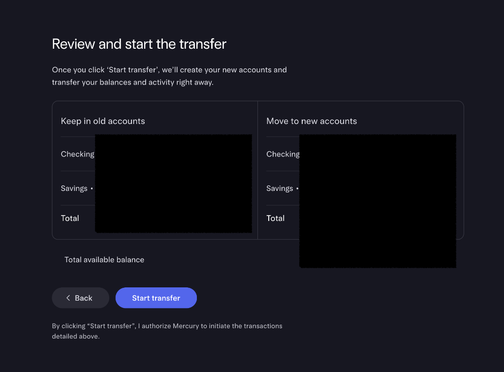 Final review: keep in old accounts vs move to new accounts for checking and savings