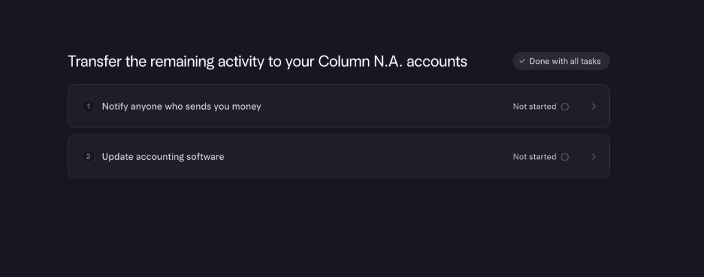 Remaining tasks: notify anyone who sends you money, update accounting software